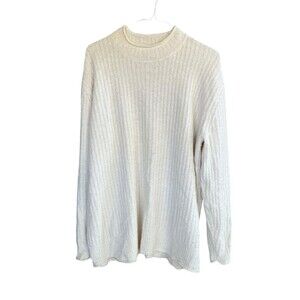 LL Bean Rib Ribbed Sweater Womens Large Cream